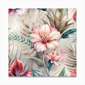 Seamless Tropical Floral Pattern 2 Canvas Print