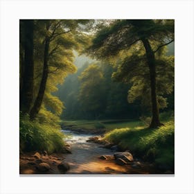 Stream In The Forest 17 Canvas Print