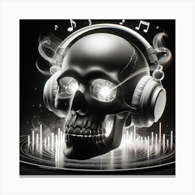 Skull With Headphones 1 Canvas Print