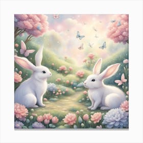 Rabbits In The Garden Canvas Print