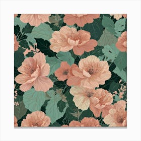 Pink Flowers Seamless Pattern Canvas Print