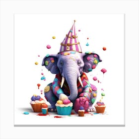 Elephant With Cupcakes 1 Canvas Print