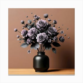 Purple Roses In A Vase 14 Canvas Print