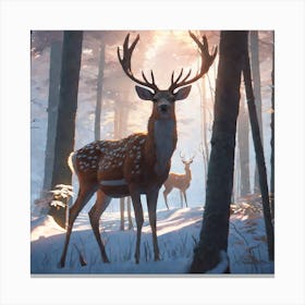 Deer In The Woods 65 Canvas Print