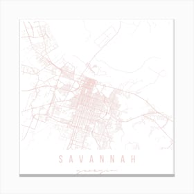 Savannah Georgia Light Pink Minimal Street Map Square Canvas Print