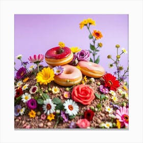 Donuts And Flowers Canvas Print