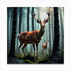 Deer In The Forest 40 Canvas Print