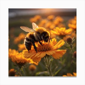 Bee On A Flower Canvas Print