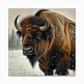 Bison In The Snow 1 Canvas Print