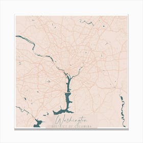 Washington DC Pink and Blue Cute Script Street Map Canvas Print