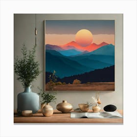 Boho Art Minimalist Landscape Mountains (11) Canvas Print