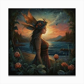 Fairy At Sunset Canvas Print