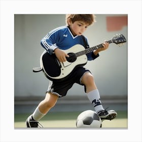 Little Boy Playing Guitar Canvas Print