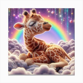 Giraffe In The Clouds Canvas Print