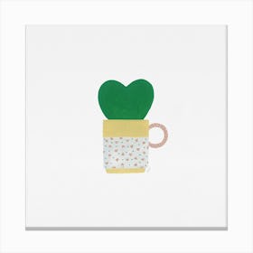 Hoya Heart Plant Coffee Cup Painting Canvas Print