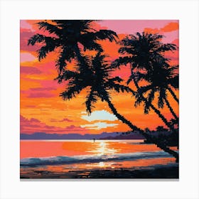 Sunset Palm Trees Canvas Print