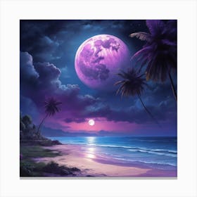 Full Moon At The Beach Canvas Print