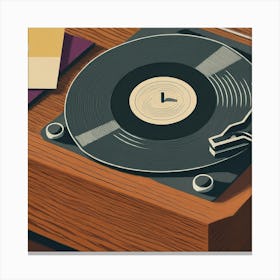 Vinyl Record Player Flat Design Illustration Canvas Print