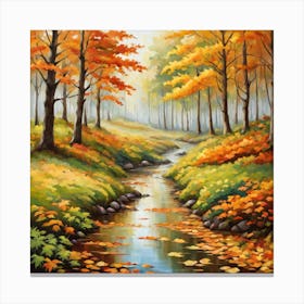 Forest In Autumn In Minimalist Style Square Composition 279 Canvas Print