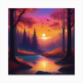 Sunset In The Forest 6 Canvas Print