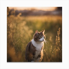 Cat In The Field Canvas Print