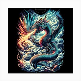 Dragon In The Clouds with fierce fire Canvas Print