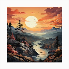 Sunset Over The Mountains Canvas Print