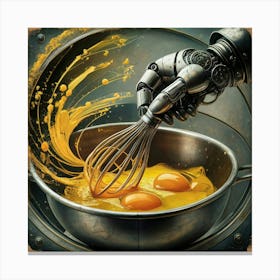 Robot Whisking Eggs Canvas Print