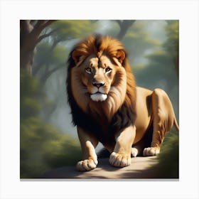 Lion In The Forest Canvas Print