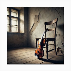 Forgotten Violin Wall Art: An Evocative Scene of Abandonment and Nostalgia for Thoughtful Decor Print Art Canvas Print