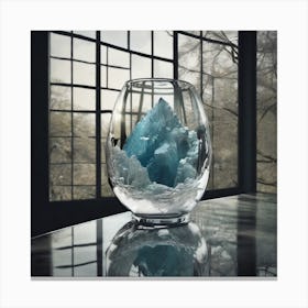 Blue Crystal In A Glass Vase Canvas Print