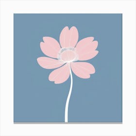 A White And Pink Flower In Minimalist Style Square Composition 707 Canvas Print