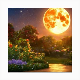 Full Moon In The Garden Canvas Print