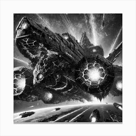 A Colossal Inferno Class Battlecruiser Grayscale Canvas Print