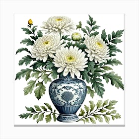 Chrysanthemums In A Vase 3 Canvas Print