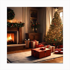 Christmas Tree In The Living Room 17 Canvas Print
