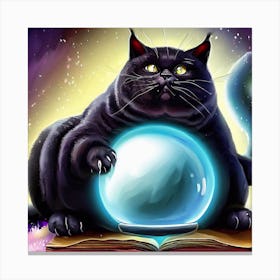 Black Cat With Crystal Ball 9 Canvas Print