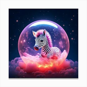 Firefly Bioluminescent, Cute, Tiny, Miniature, Sleeping, Baby Zebra, Moonlight, Adorable, Big Eyes, (3) Canvas Print