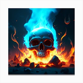 Skull In Flames Canvas Print