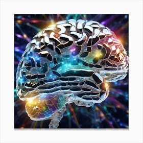 Brain With Colorful Lights Canvas Print