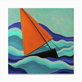 Sailboat In The Waves Canvas Print