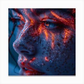 Girl With Fire On Her Face Canvas Print