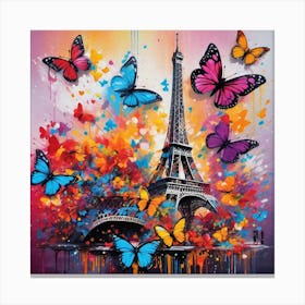 Paris With Butterflies 5 Canvas Print