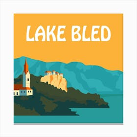 Lake Bled Bold Illustration Canvas Print