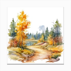 Watercolor Autumn Forest 3 Canvas Print