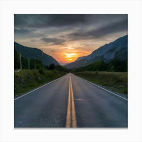 Road At Sunset Canvas Print