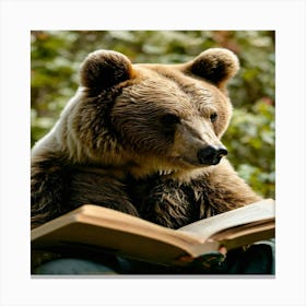 Brown Bear Reading A Book 1 Canvas Print