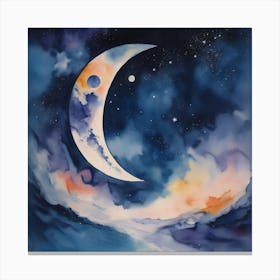 Moon And Stars Canvas Print