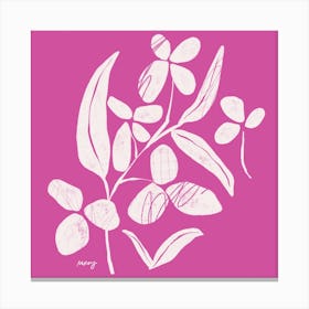 Abstract Floral Pink Square Canvas Print