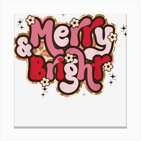 Merry And Bright Merry Christmas Groovy Flower Holiday Canvas Print